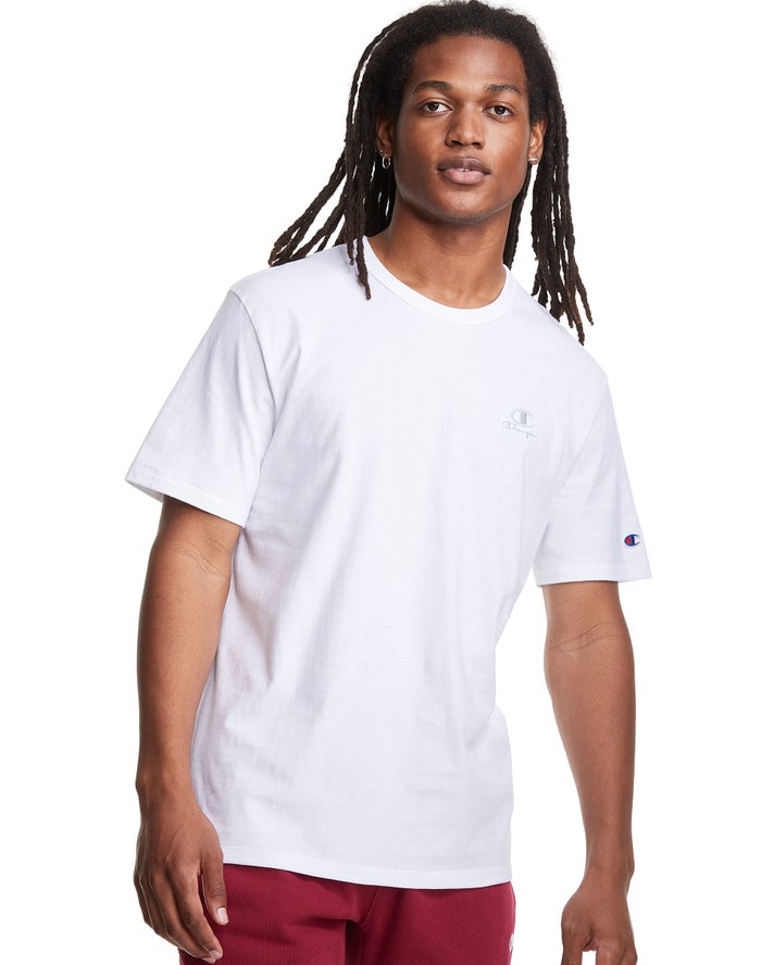 Champion T-Shirt Heren - Wit - Lightweight C Logo Applique ( 218560-JEC )